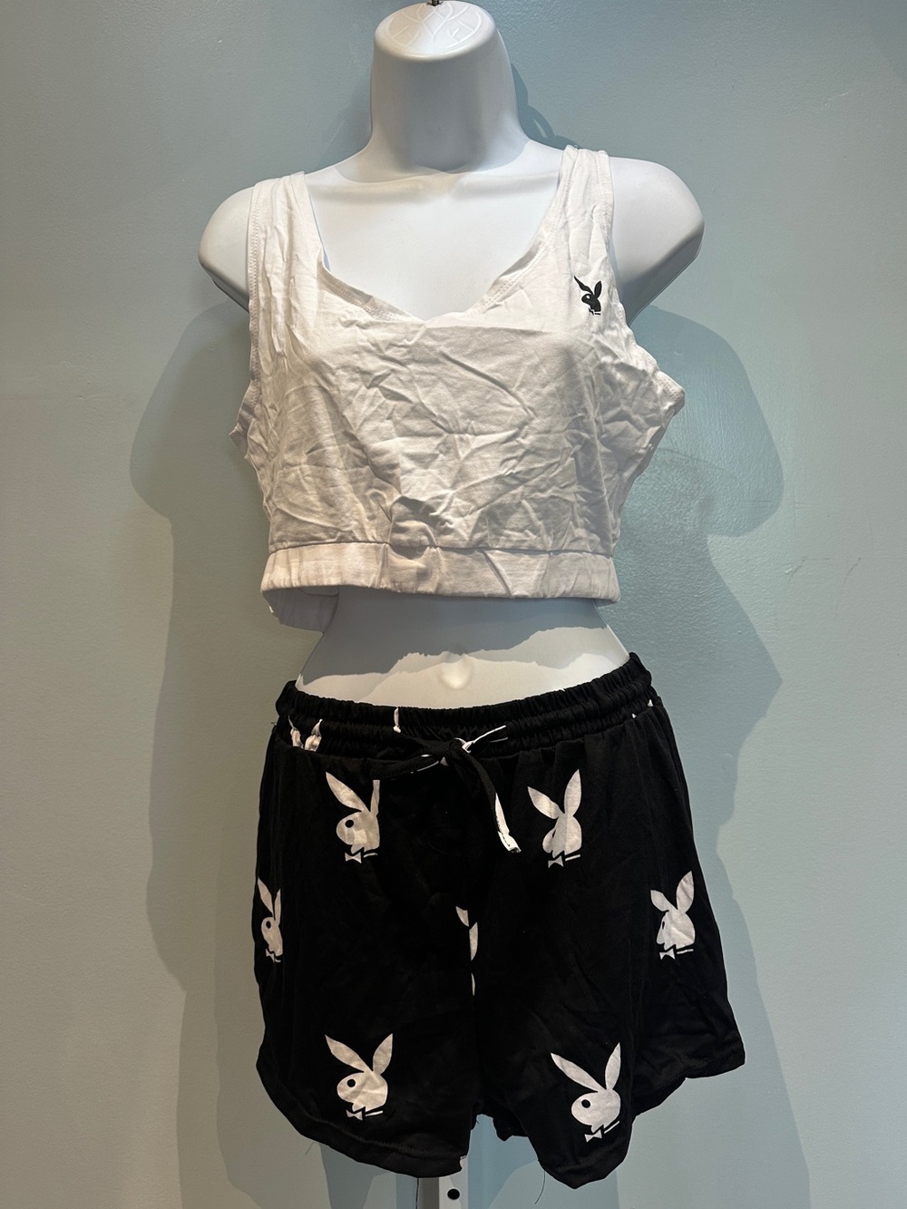 Yandy Playboy Black White Pajamas 1X/2X New with Tags